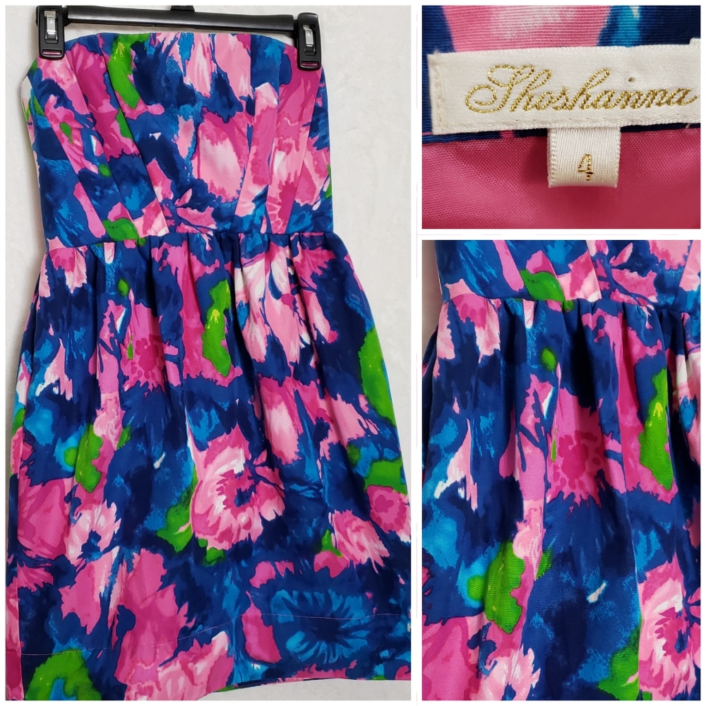 Shoshanna Floral Strapless Dress